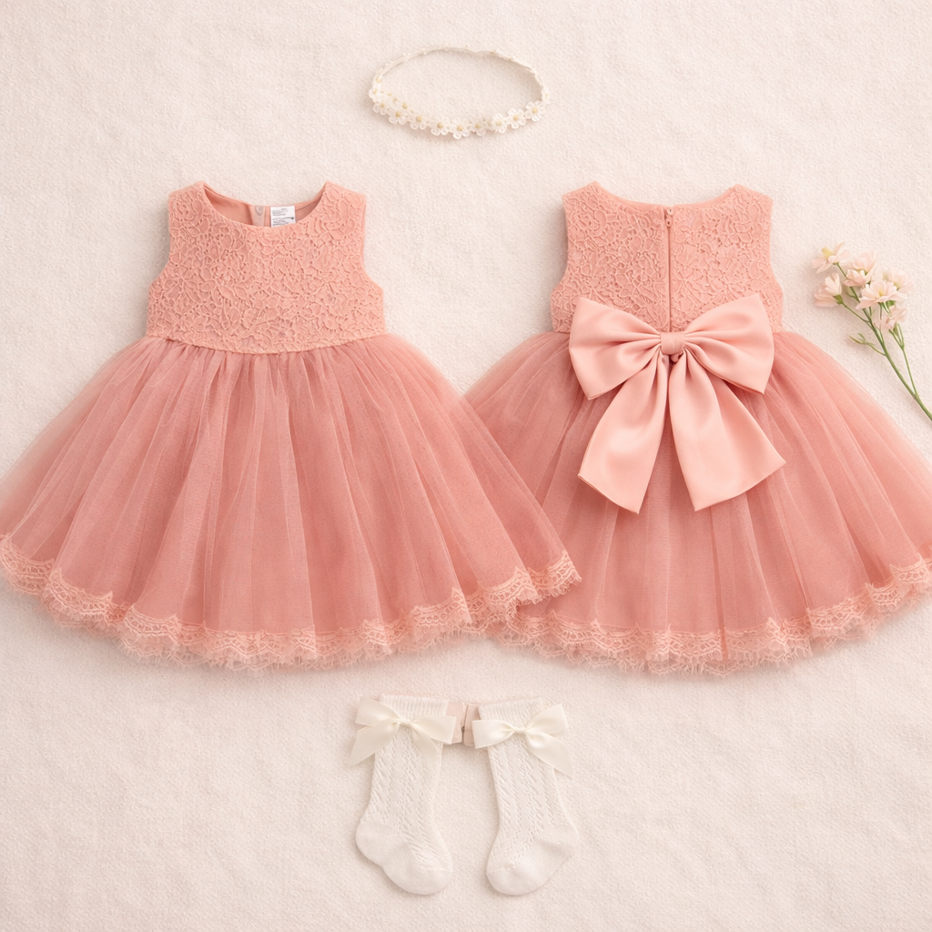 러블리 피치 리본 드레스