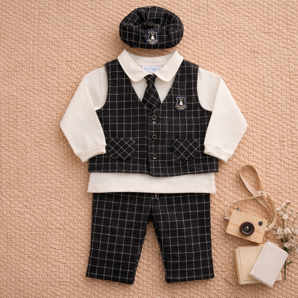 클래식 젠틀 체크 베이비 수트